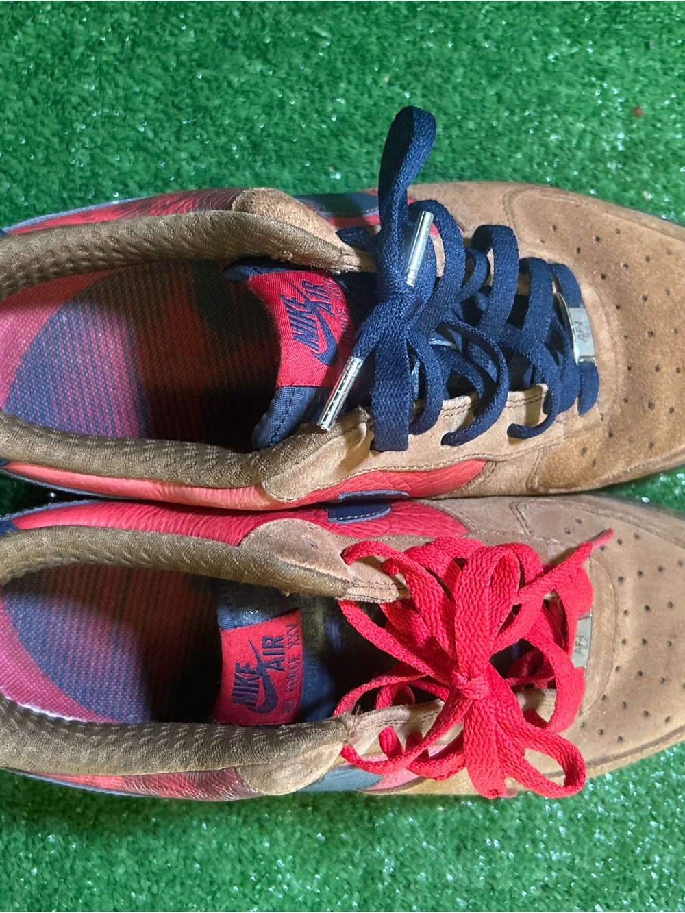 Nike Brown Suede Sneakers with Red & Navy Accents